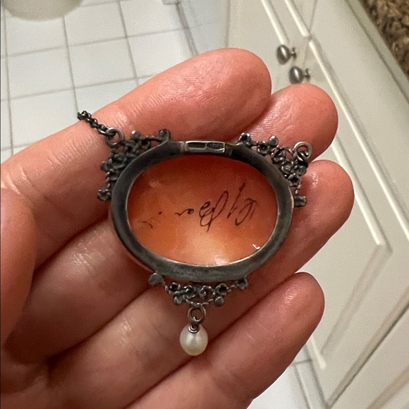 Sterling Silver Floral Cameo Pendant Necklace - Picture 7 of 10